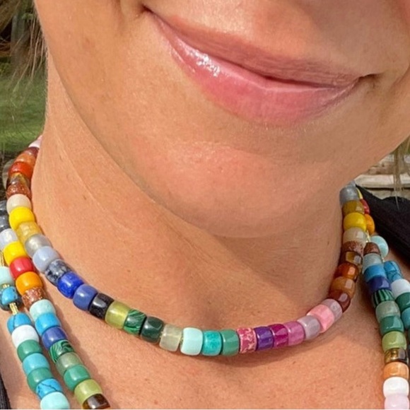 Natural Bead Multi Color Necklace/ Choker - Picture 3 of 9